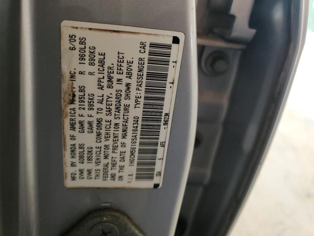 2005 Honda Accord Dx VIN: 1HGCM56165A164340 Lot: 61418874