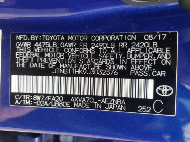 2018 TOYOTA CAMRY L/LE JTNB11HK9J3032376