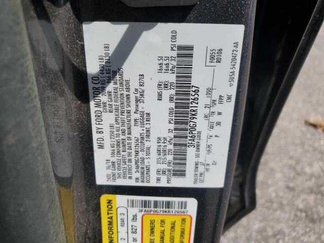 VIN 3FA6P0G79KR126567 2019 Ford Fusion, S no.12