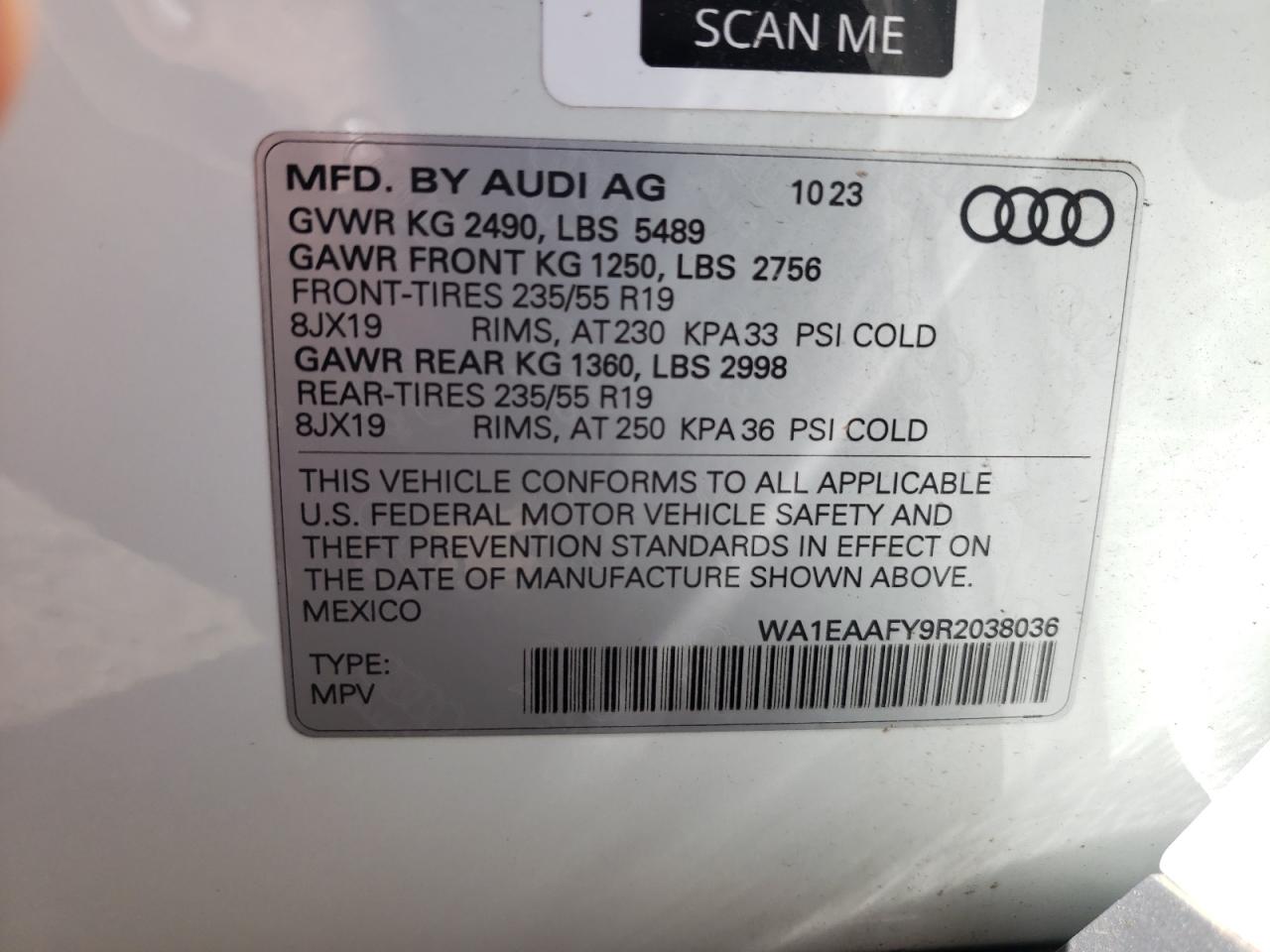 WA1EAAFY9R2038036 2024 Audi Q5 Premium Plus 45