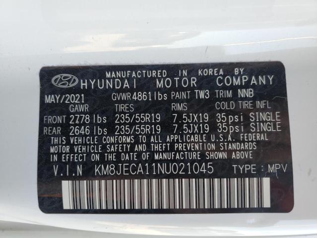 2022 Hyundai Tucson Limited VIN: KM8JECA11NU021045 Lot: 62738444