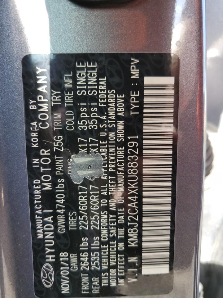 KM8J2CA4XKU883291 2019 Hyundai Tucson Se