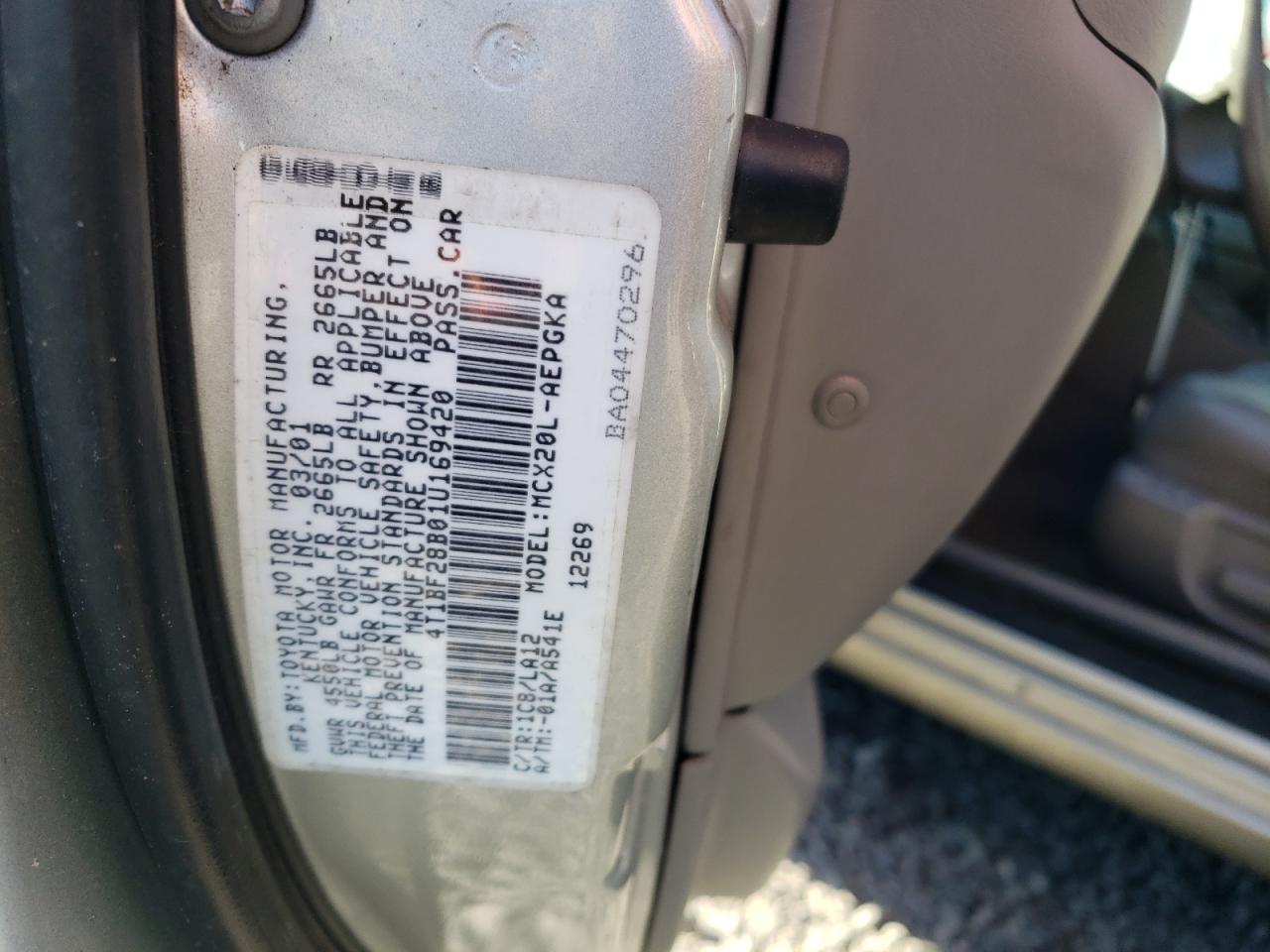 4T1BF28B01U169420 2001 Toyota Avalon Xl