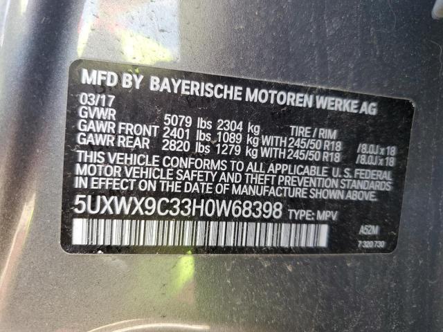 VIN 5UXWX9C33H0W68398 2017 BMW X3, Xdrive28I no.13