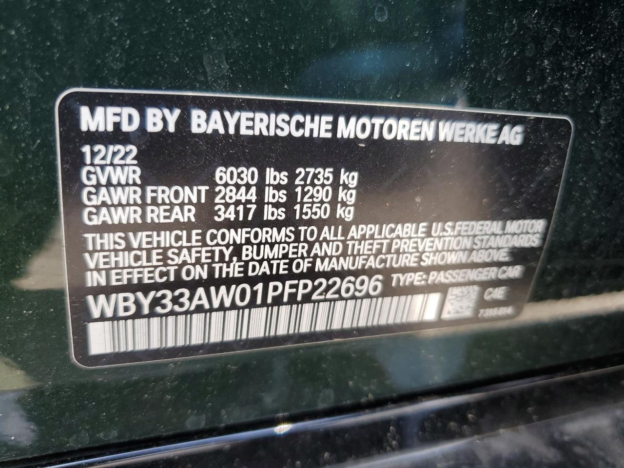 WBY33AW01PFP22696 2023 BMW I4 M50