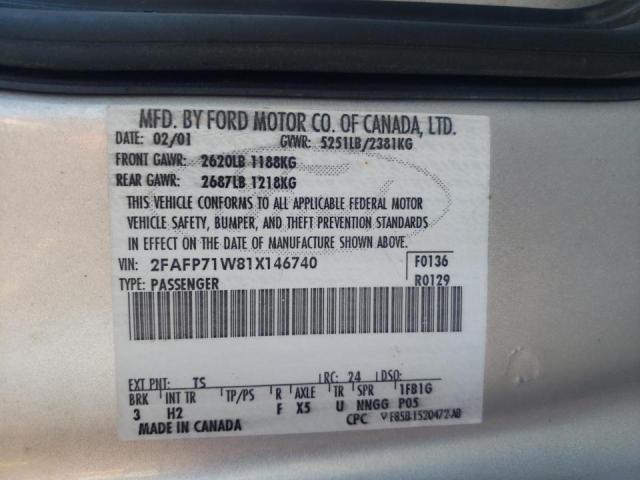 2001 Ford Crown Victoria Police Interceptor VIN: 2FAFP71W81X146740 Lot: 61790844