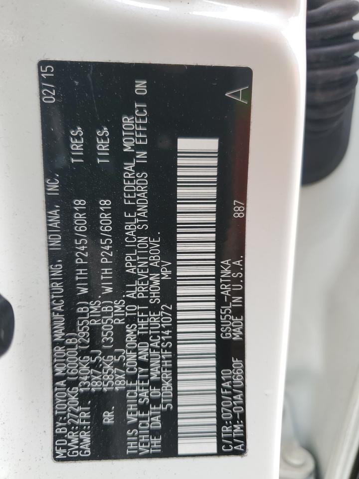 5TDBKRFH1FS141072 2015 Toyota Highlander Le