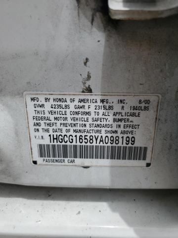 2000 Honda Accord Ex VIN: 1HGCG1658YA098199 Lot: 62812884
