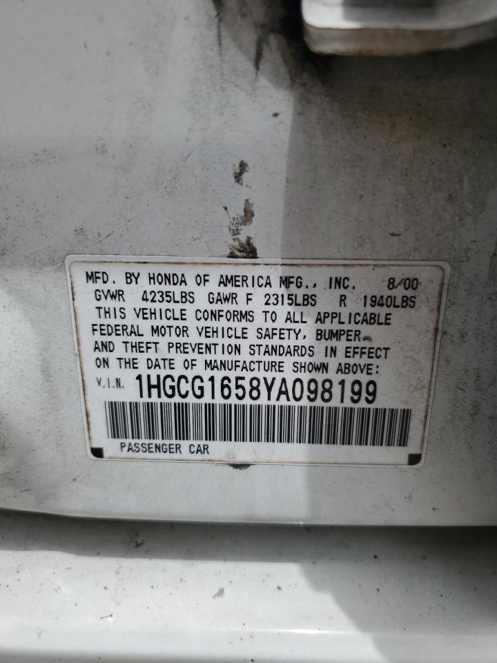 1HGCG1658YA098199 2000 Honda Accord Ex