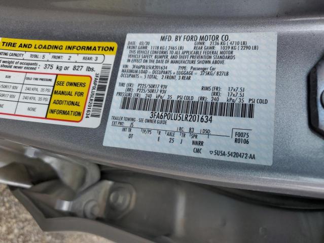 VIN 3FA6P0LU5LR201634 2020 Ford Fusion, SE no.12