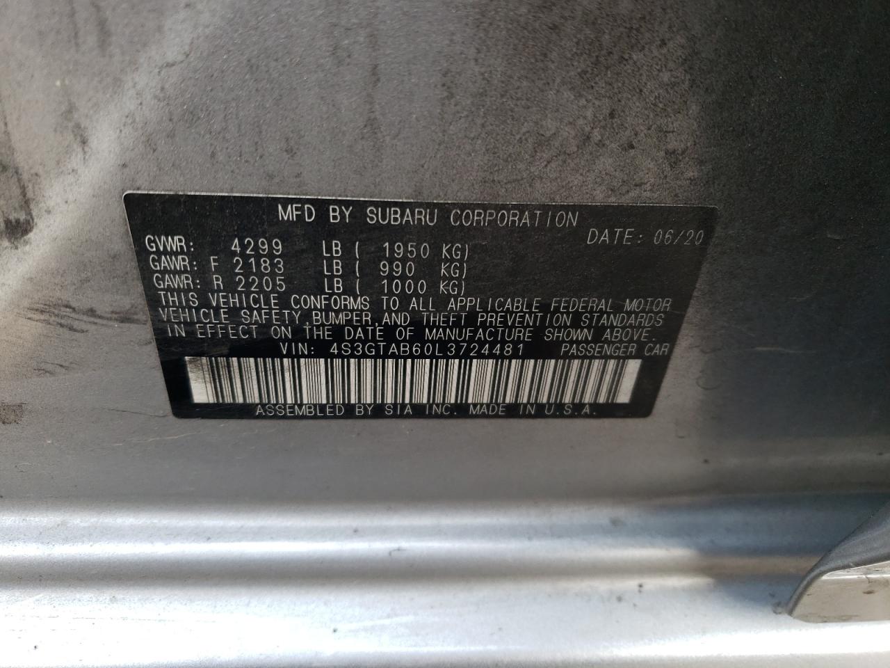 4S3GTAB60L3724481 2020 Subaru Impreza