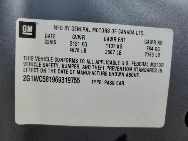 2006 Chevrolet Impala Lt VIN: 2G1WC581969319755 Lot: 62426614