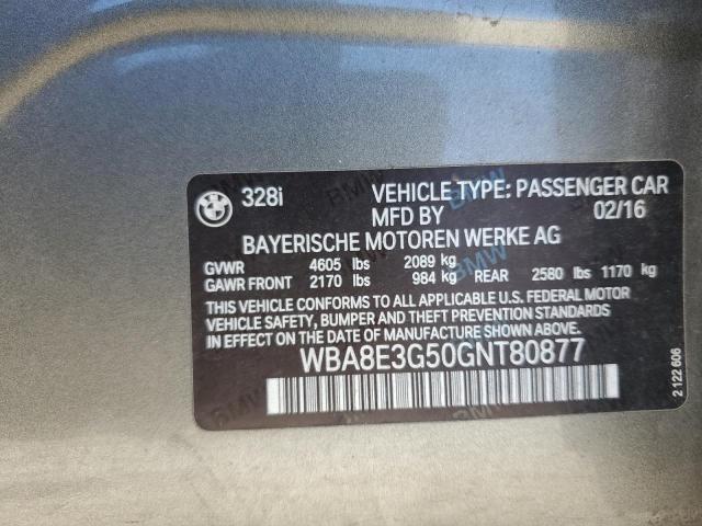 2016 BMW 328 Xi Sulev VIN: WBA8E3G50GNT80877 Lot: 61524384