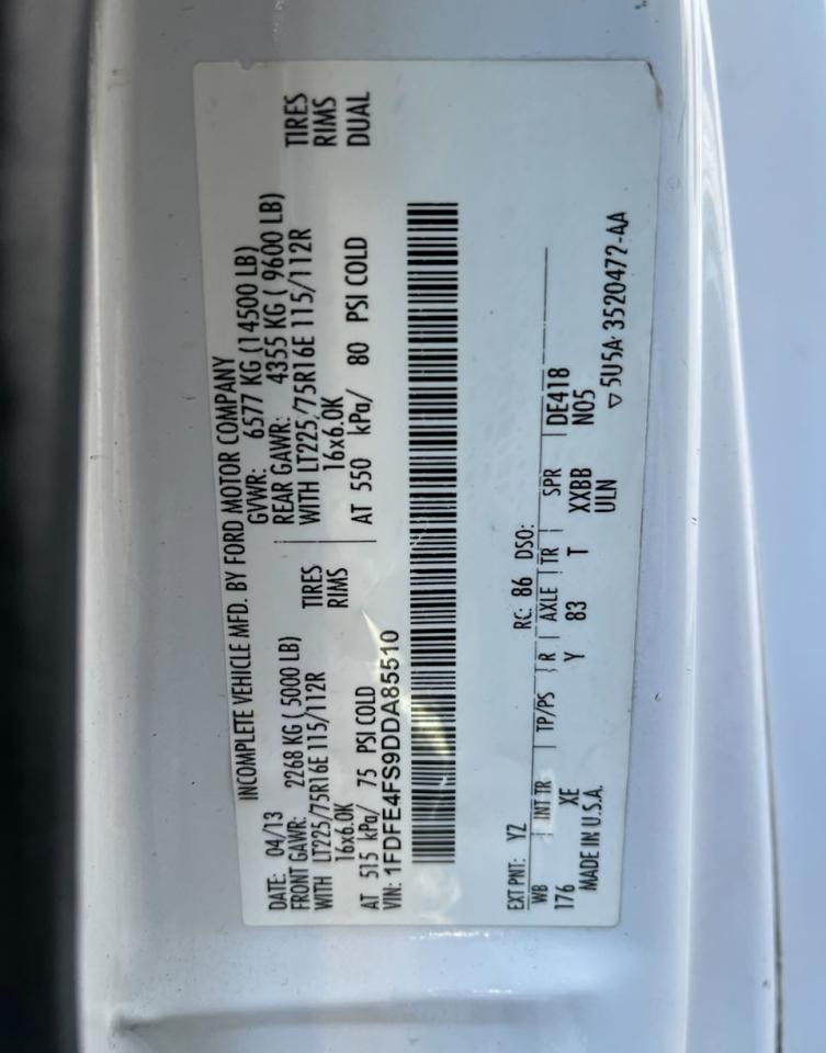 1FDFE4FS9DDA85510 2013 Ford Econoline E450 Super Duty Cutaway Van