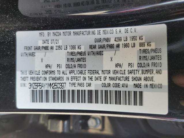 2021 Mazda 3 VIN: 3MZBPBAY1MM250397 Lot: 62036214