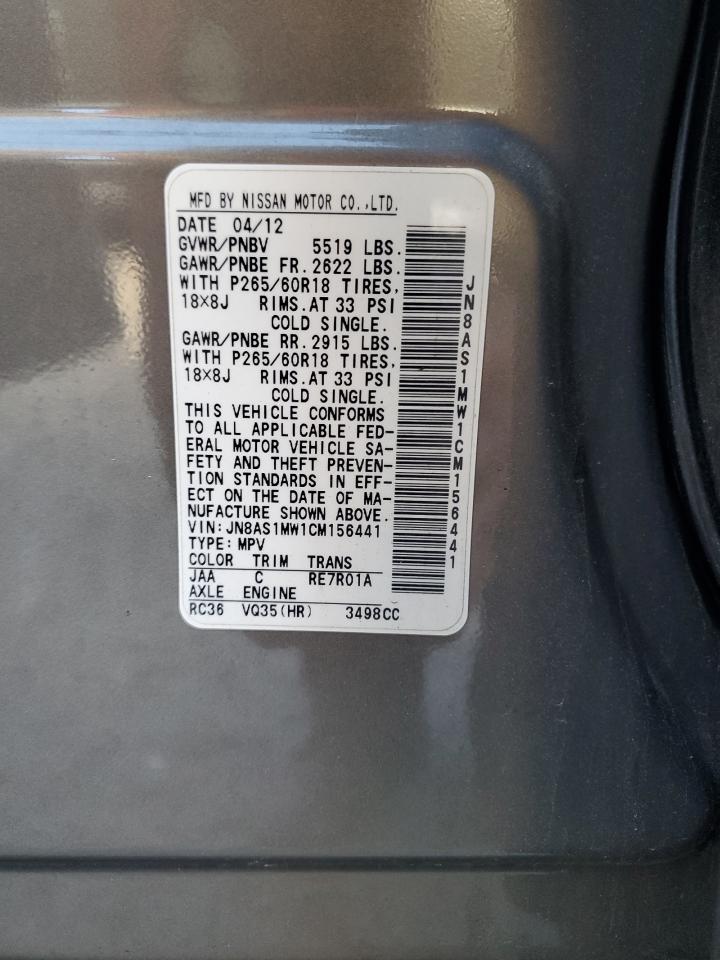 JN8AS1MW1CM156441 2012 Infiniti Fx35