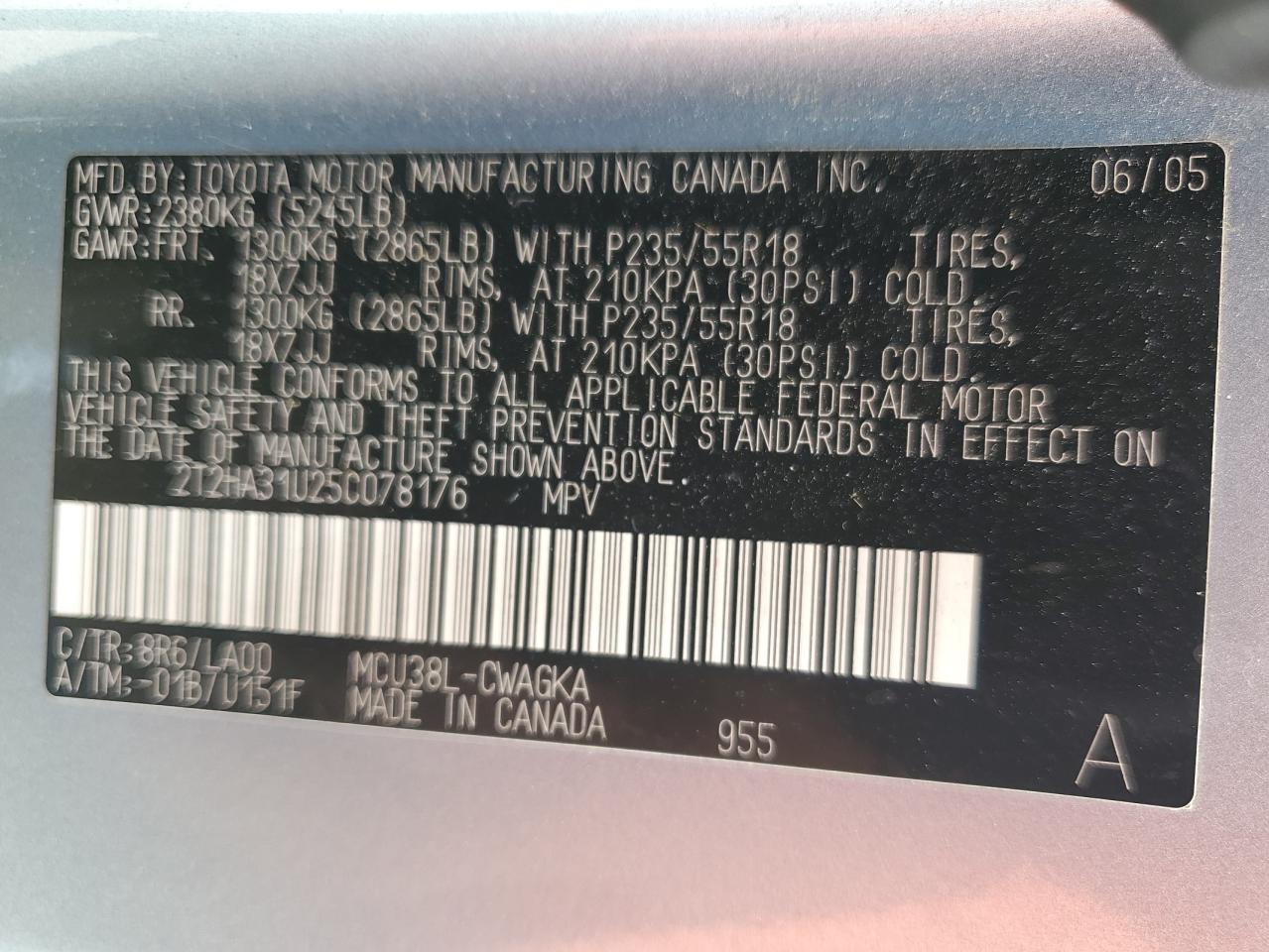 2T2HA31U25C078176 2005 Lexus Rx 330