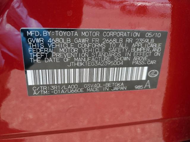 2010 Lexus Es 350 VIN: JTHBK1EG3A2395004 Lot: 62531274