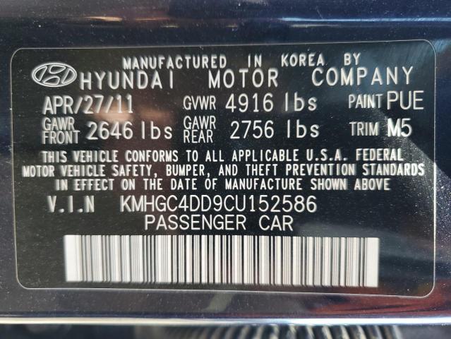 2012 Hyundai Genesis 3.8L VIN: KMHGC4DD9CU152586 Lot: 62367184