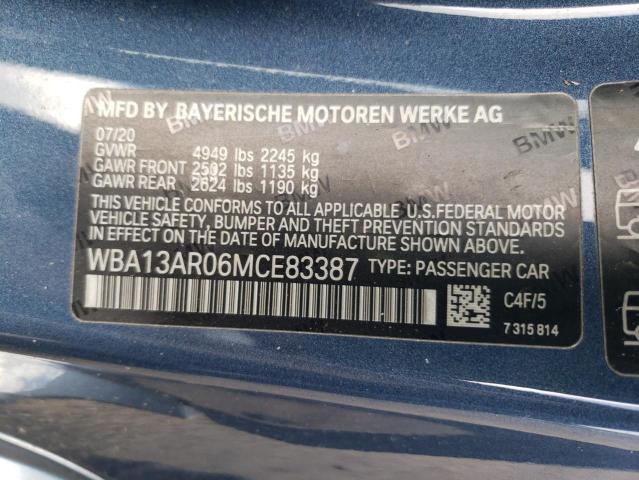 VIN WBA13AR06MCE83387 2021 BMW 4 Series, M440XI no.12