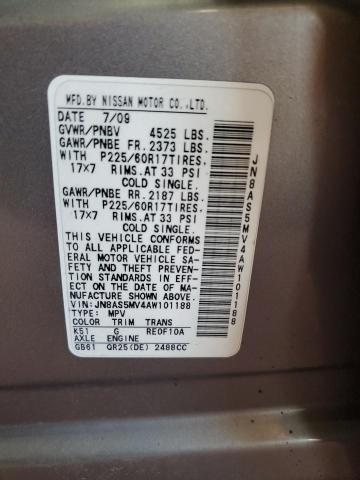 2010 Nissan Rogue S VIN: JN8AS5MV4AW101188 Lot: 62342074