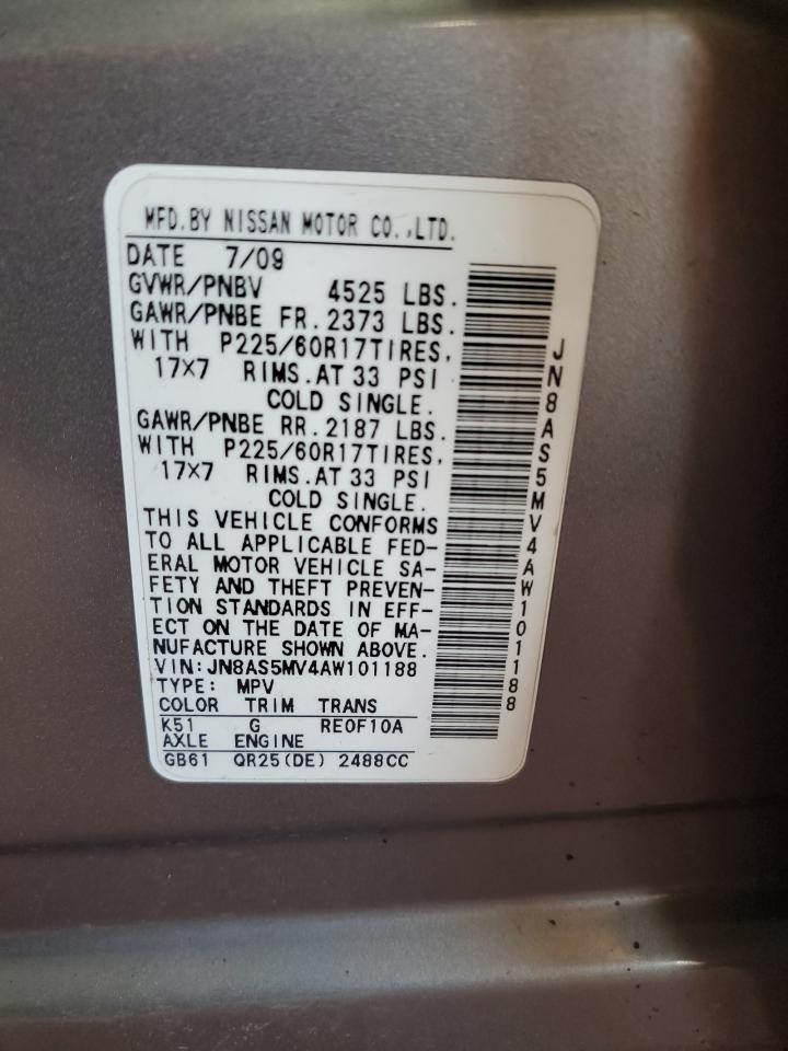 JN8AS5MV4AW101188 2010 Nissan Rogue S