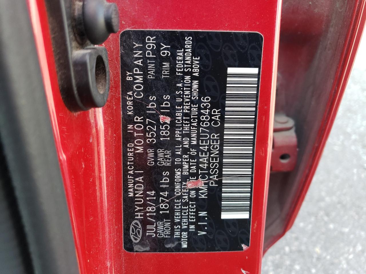 KMHCT4AE4EU768436 2014 Hyundai Accent Gls