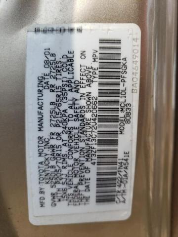 2002 Toyota Sienna Le VIN: 4T3ZF13C72U420662 Lot: 62461514