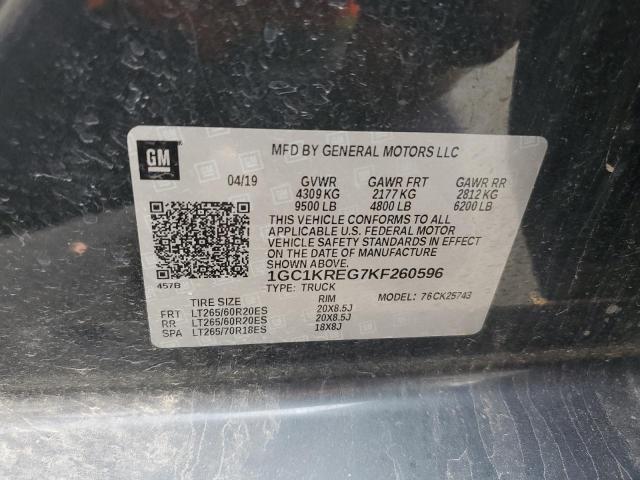 2019 CHEVROLET SILVERADO - 1GC1KREG7KF260596
