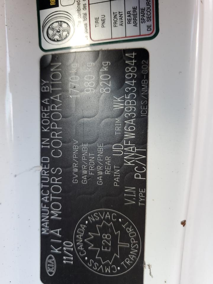 KNAFW6A39B5349844 2011 Kia Forte Sx