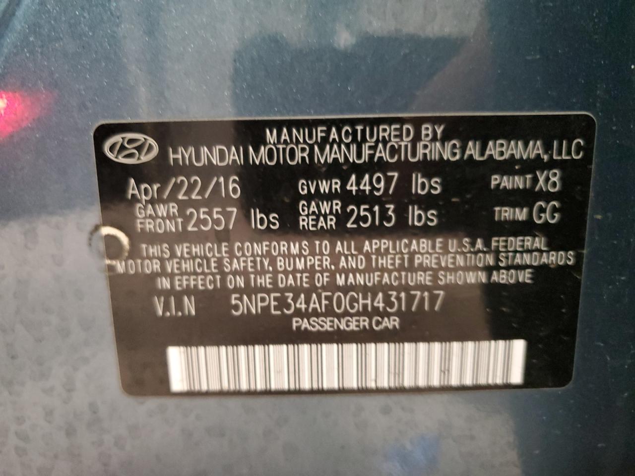 5NPE34AF0GH431717 2016 Hyundai Sonata Sport