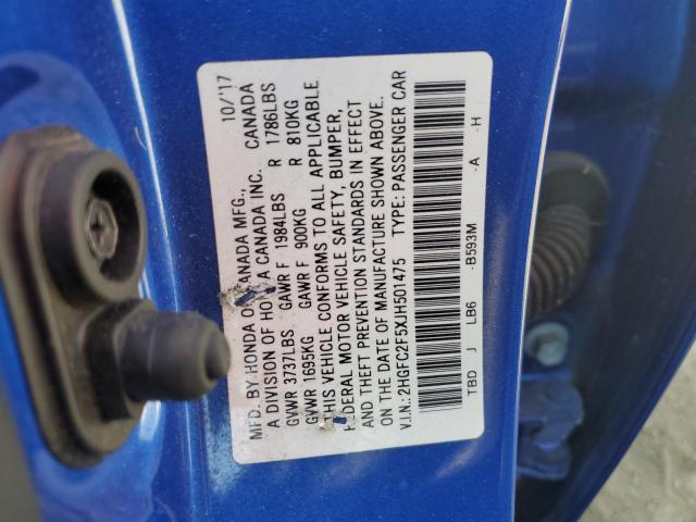 2018 Honda Civic Lx VIN: 2HGFC2F5XJH501475 Lot: 62144794