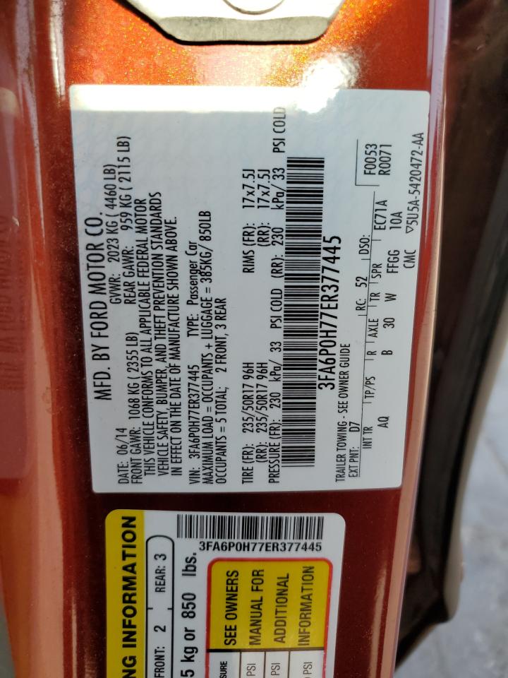 3FA6P0H77ER377445 2014 Ford Fusion Se