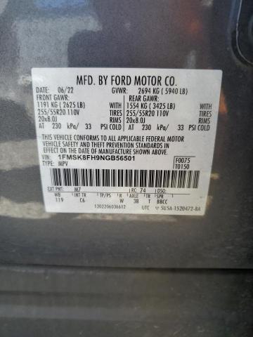 2022 Ford Explorer Limited VIN: 1FMSK8FH9NGB56501 Lot: 61414414