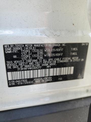 2019 Toyota Rav4 Le VIN: 2T3H1RFV4KC004317 Lot: 62805514