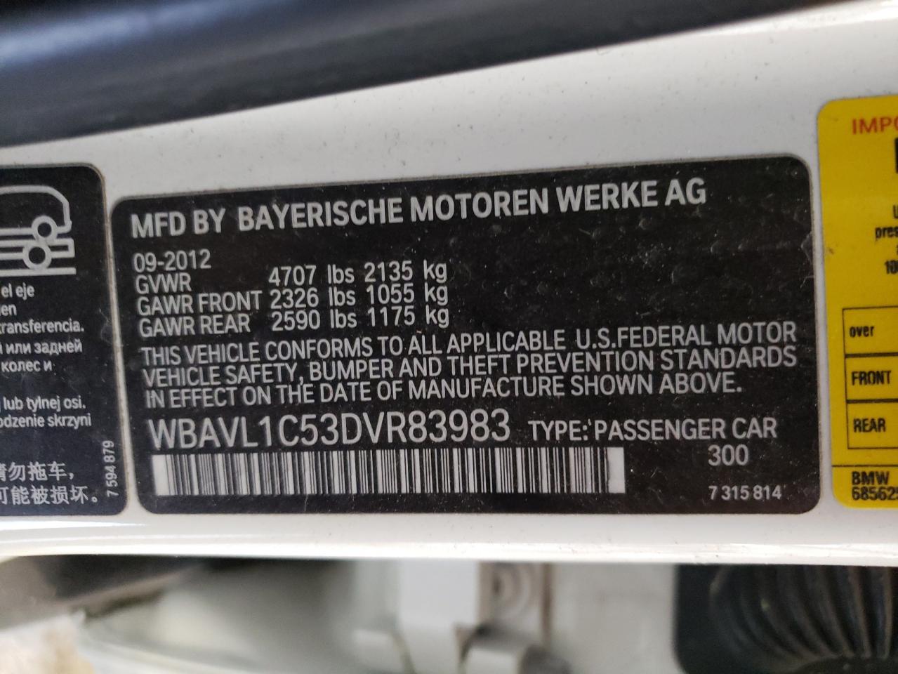 WBAVL1C53DVR83983 2013 BMW X1 xDrive28I