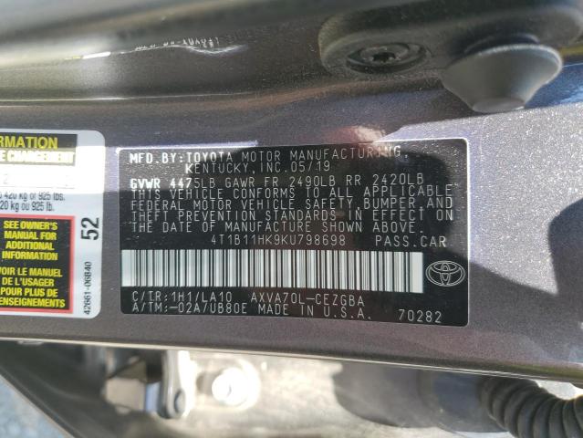 VIN 4T1B11HK9KU798698 2019 Toyota Camry, L no.12