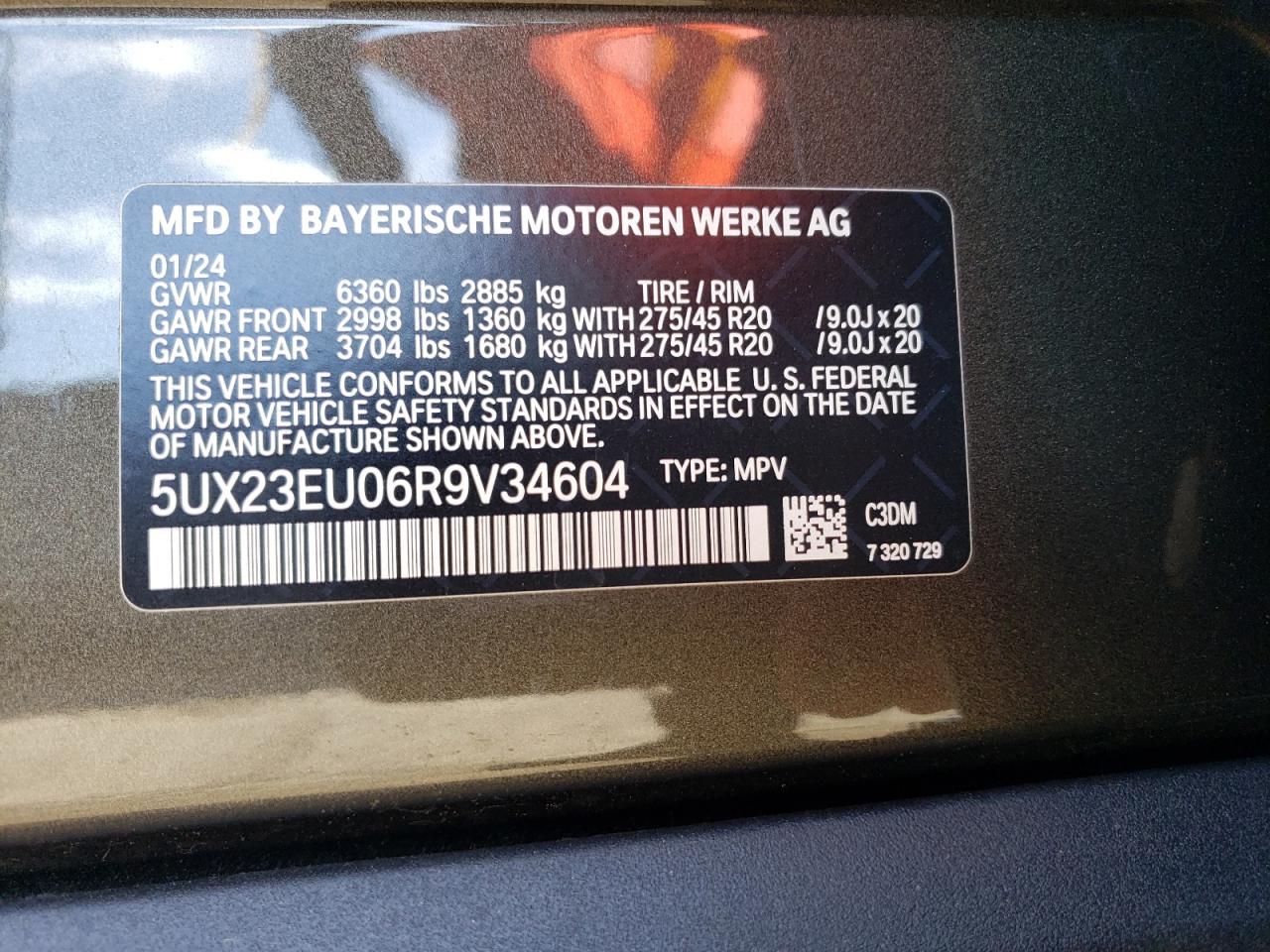5UX23EU06R9V34604 2024 BMW X5 xDrive40I