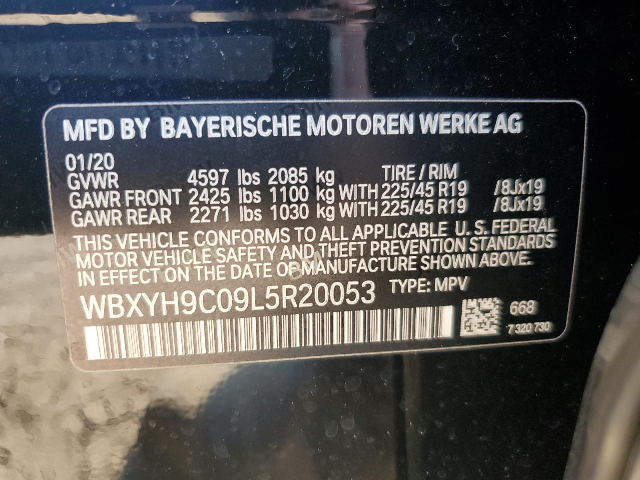 WBXYH9C09L5R20053 2020 BMW X2 Sdrive28I