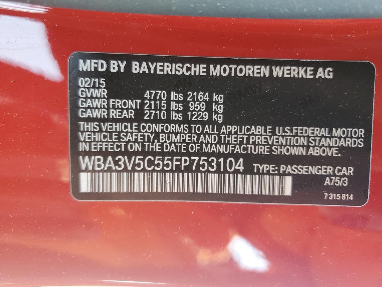 WBA3V5C55FP753104 2015 BMW 428 I