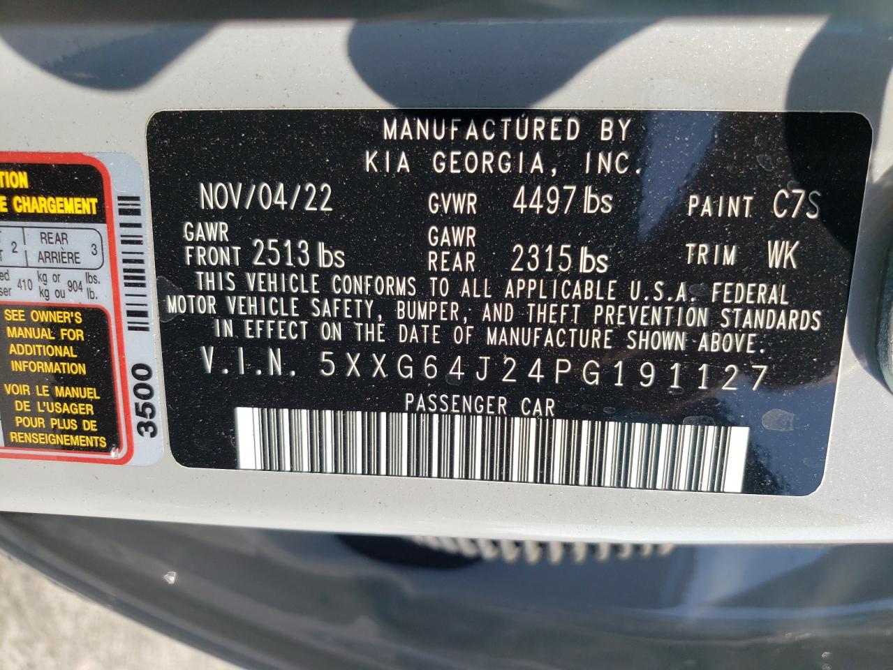 5XXG64J24PG191127 2023 Kia K5 Gt Line