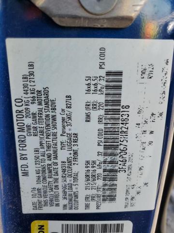 2017 Ford Fusion S VIN: 3FA6P0G75HR248318 Lot: 61451164