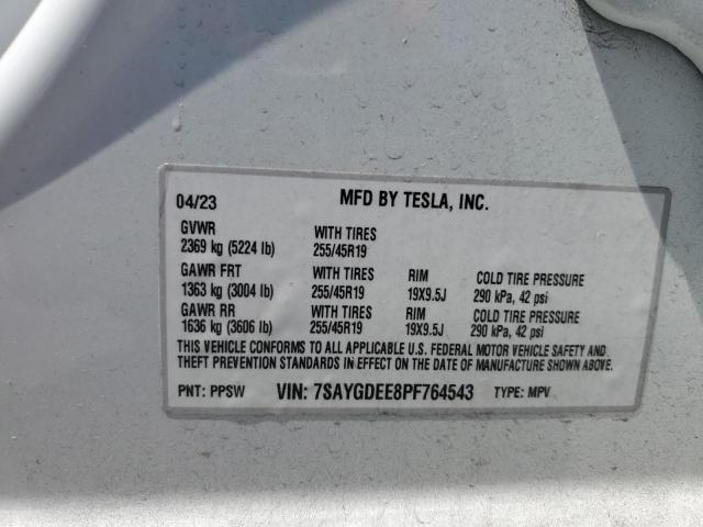 VIN 7SAYGDEE8PF764543 2023 Tesla MODEL Y no.12