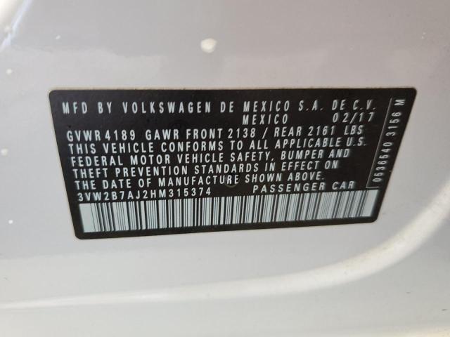2017 VOLKSWAGEN JETTA S - 3VW2B7AJ2HM315374
