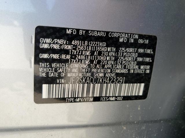 2019 SUBARU FORESTER JF2SKACC7KH423291