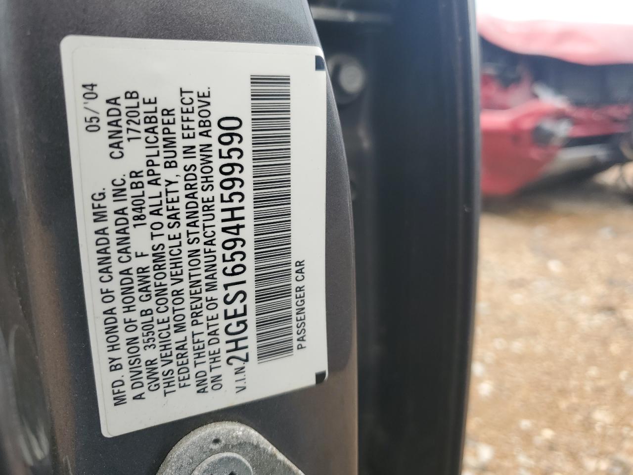 2HGES16594H599590 2004 Honda Civic Lx