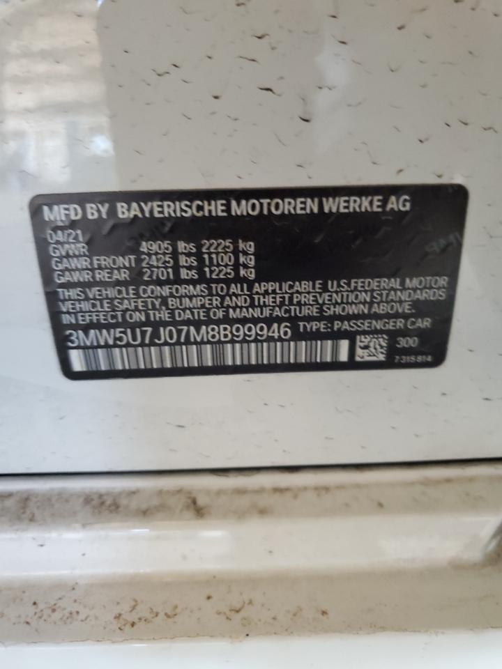 3MW5U7J07M8B99946 2021 BMW M340I