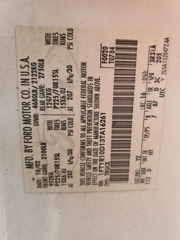 1FTYR10D13TA16261 2003 Ford Ranger