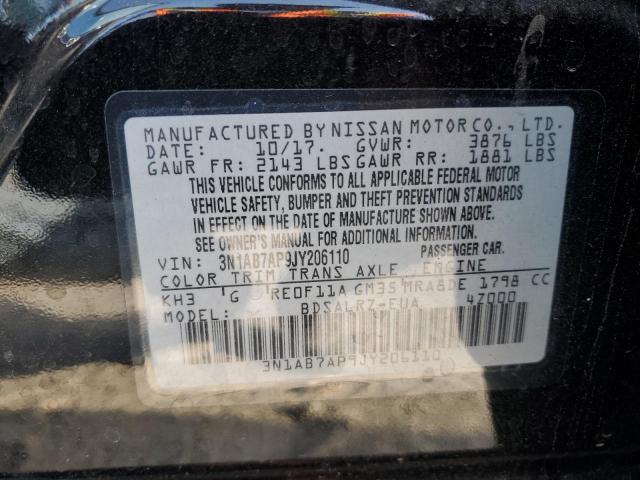 2018 Nissan Sentra S VIN: 3N1AB7AP9JY206110 Lot: 61048704