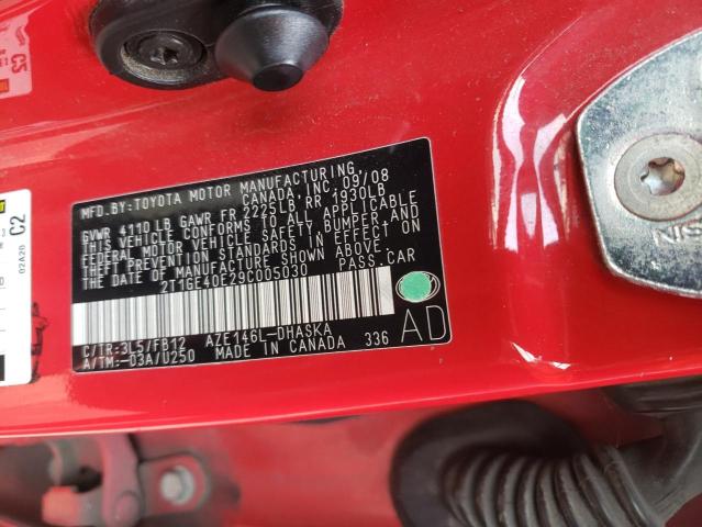 2009 Toyota Corolla Matrix Xrs VIN: 2T1GE40E29C005030 Lot: 62731024